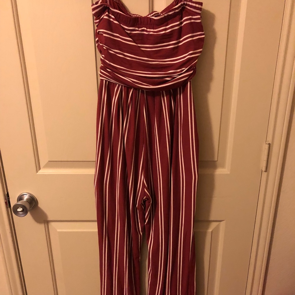 Red and white striped jumper; strapless